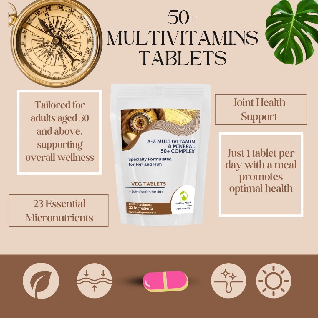50+ Plus A-Z Multivitamins & Minerals 23 Micronutrients Complex x 30 Tablets Pills Health Food Supplements 22 Vitamins Ingredients Optimal Health & Wellness - Naturhealth UK #