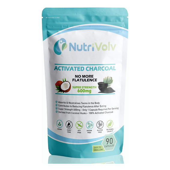 Activated Charcoal 600mg | 90 Capsules | Reduce Flatulence, Gas & Bloating | Detox