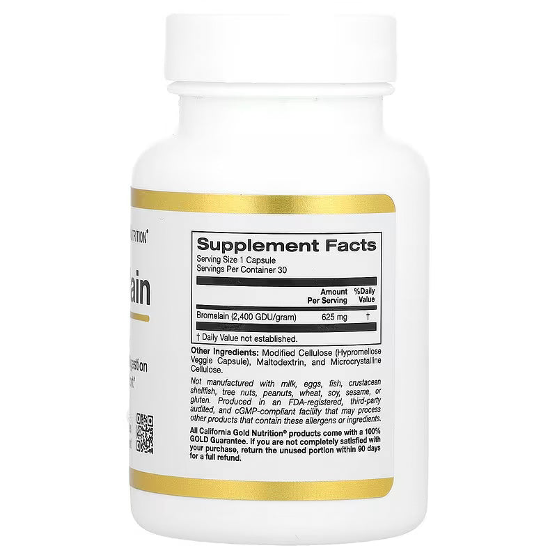 California Gold Nutrition, Bromelain, 625 mg, 30 Veggie Capsules - Naturhealth UK #