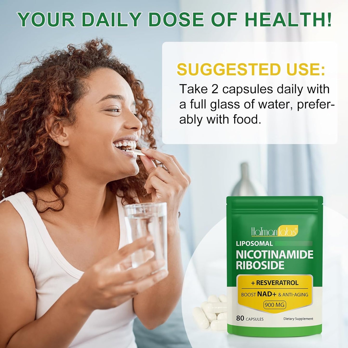 NAD Supplements, 900mg NAD Supplement for Anti Aging and Cell Regeneration, High Absorption Formula, Liposomal Nicotinamide Riboside, Support Cellular, Immune & Energy Support - Naturhealth UK #