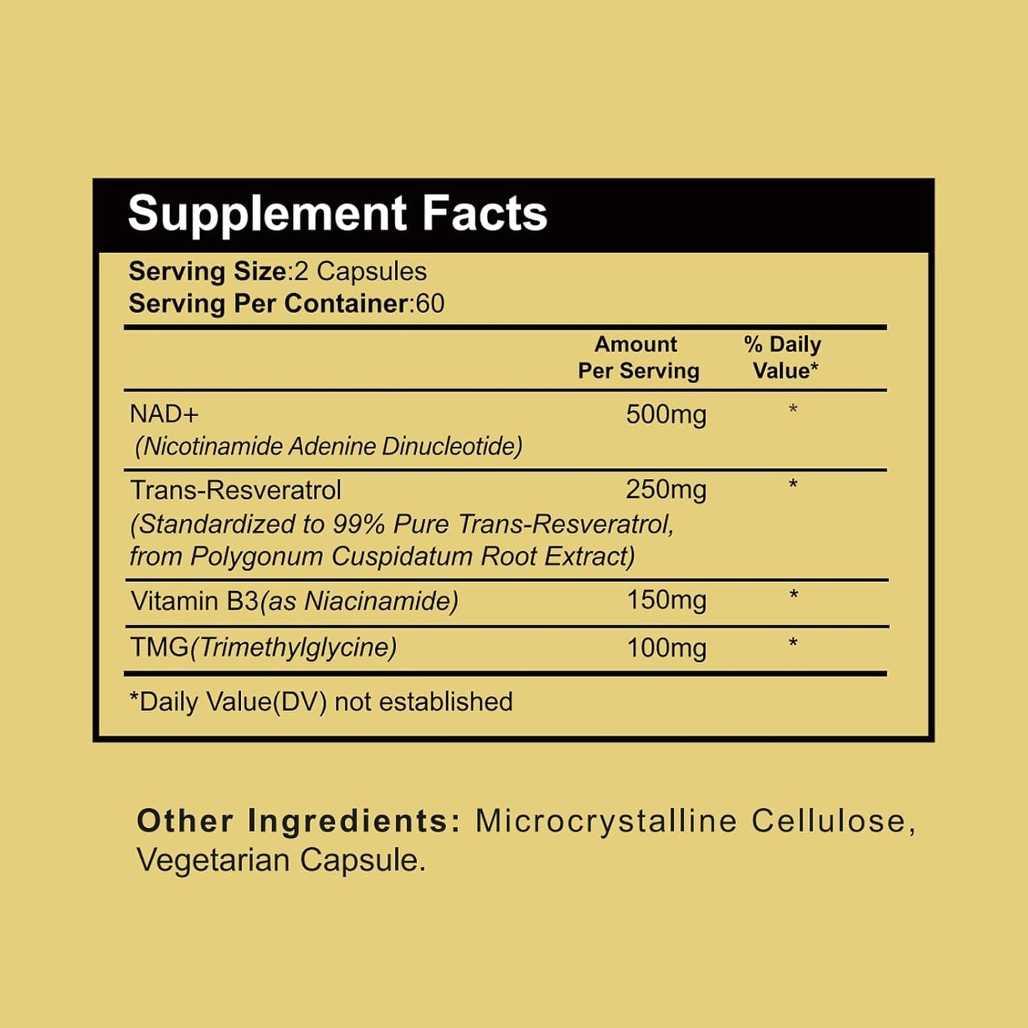 NAD+ Resveratrol Boosting Supplement, Actual NAD+ Efficient for Support Energy Metabolism & Repair, Vitality & Healt, Aging Defense - 120 Count