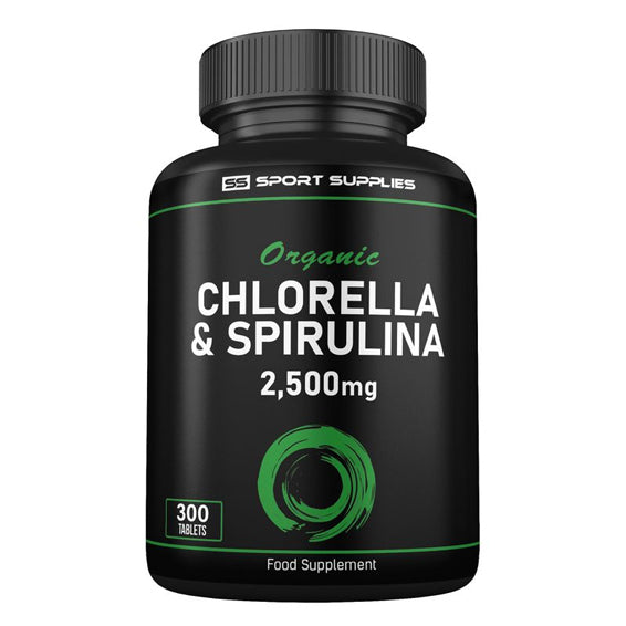 Organic Chlorella and Spirulina - 2500mg - 300 Tablets - Broken Cell Wall - Pure Formula Supplement with No Additives - Naturhealth UK #