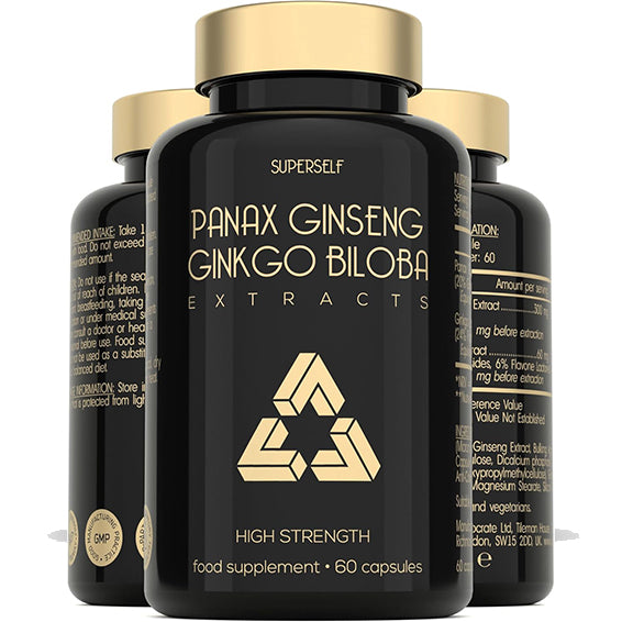 Panax Ginseng Capsules High Strength - 6000mg Korean Red Ginseng & Ginkgo Biloba for Natural Energy & Focus - Vegan & UK Made - 60 Tablets One-a-Day - Premium Ginseng Root Supplements for Men & Women - Naturhealth UK #