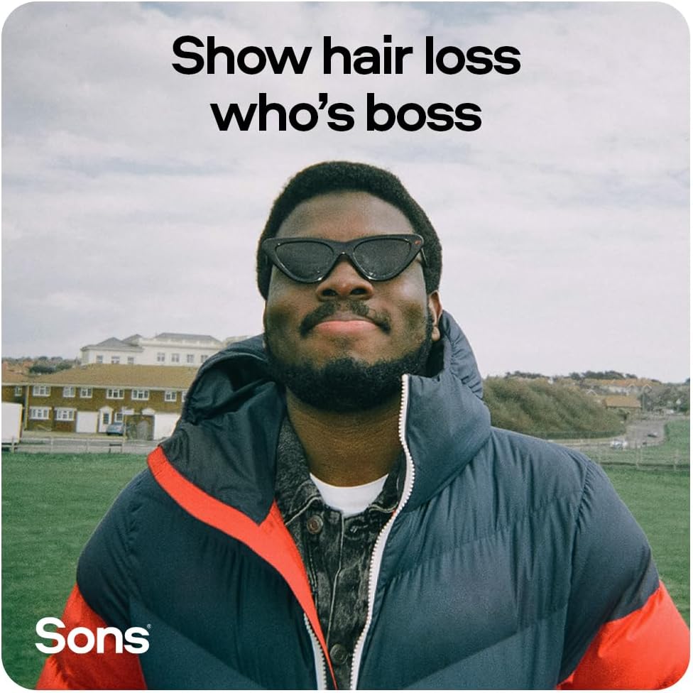 Sons Minoxidil 5% Cutaneous Solution, Hair Regrowth & Thickener Formula, For Hair Loss & Thinning in Men, Reactivates Shrunken Follicles, Precision Application System, 1 Month Supply Made in Europe