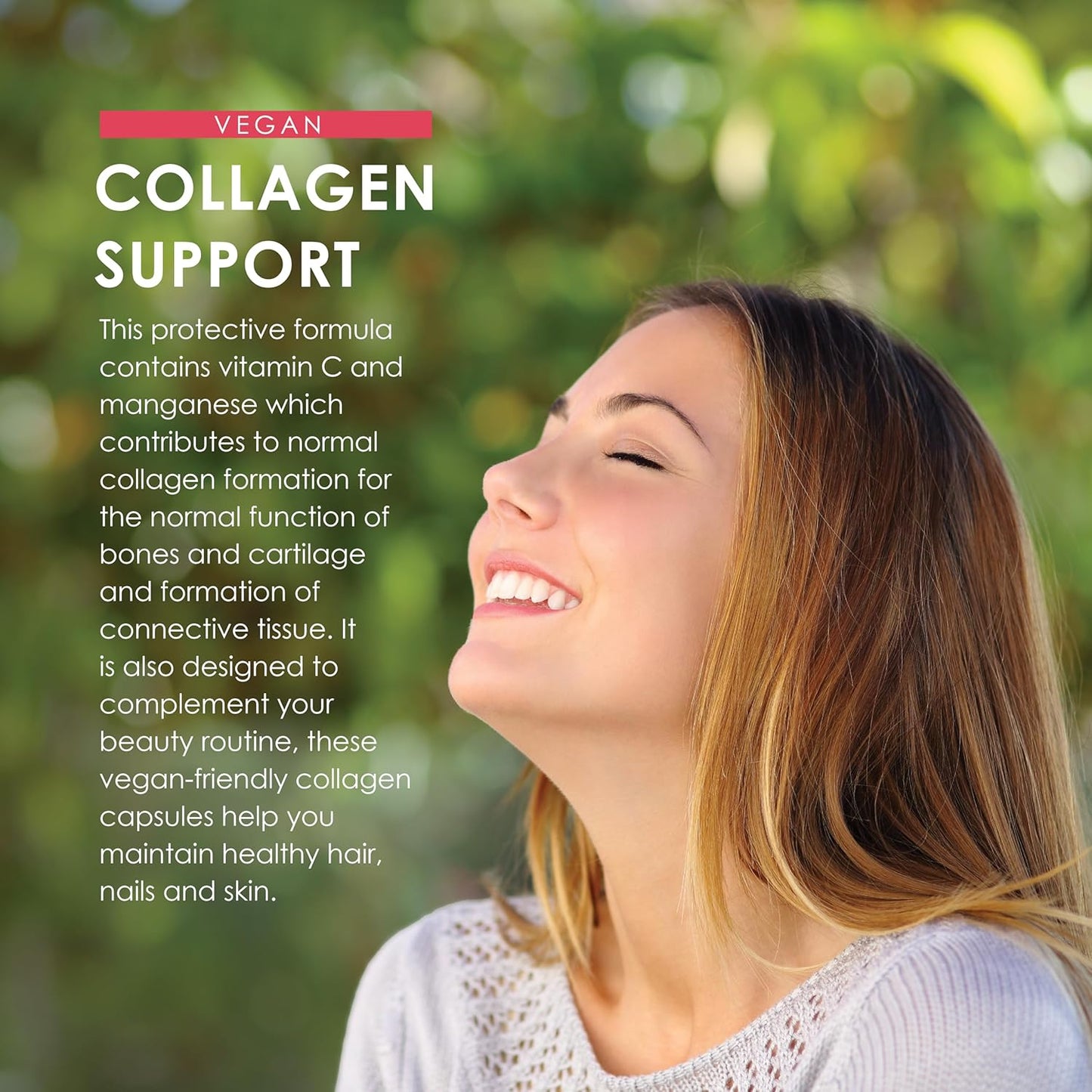 Vegan Collagen Supplements for Women & Men - High Strength 90 Capsules (3 Months Supply) Skin, hair - with Biotin, Lysine, Bamboo Silica, Zinc, Vitamin C, E & A