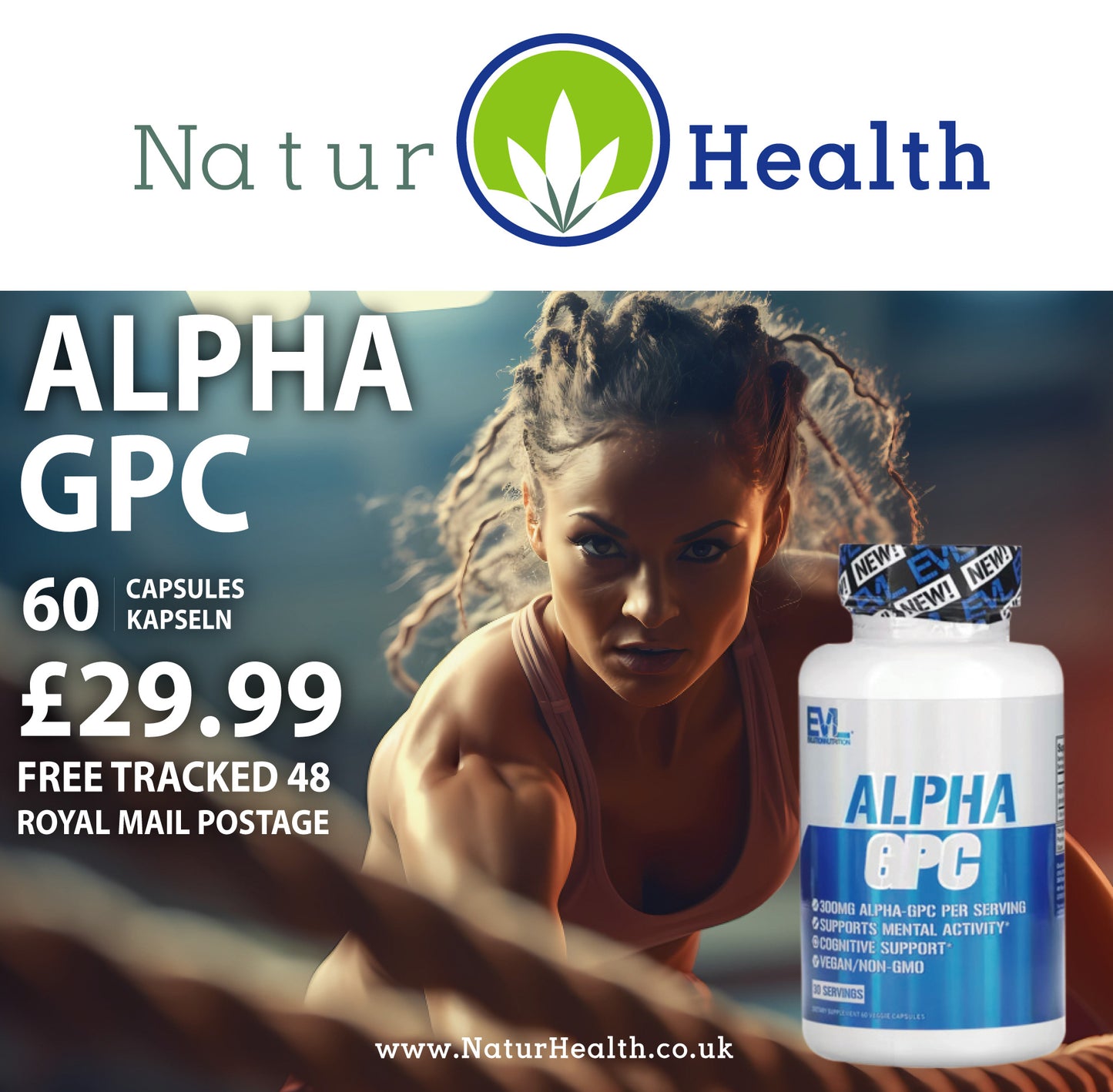 Alpha (GPC) Booster - UK STOCK-600mg pro Portion 60 capsules EVLution Nutrition - Naturhealth UK #
