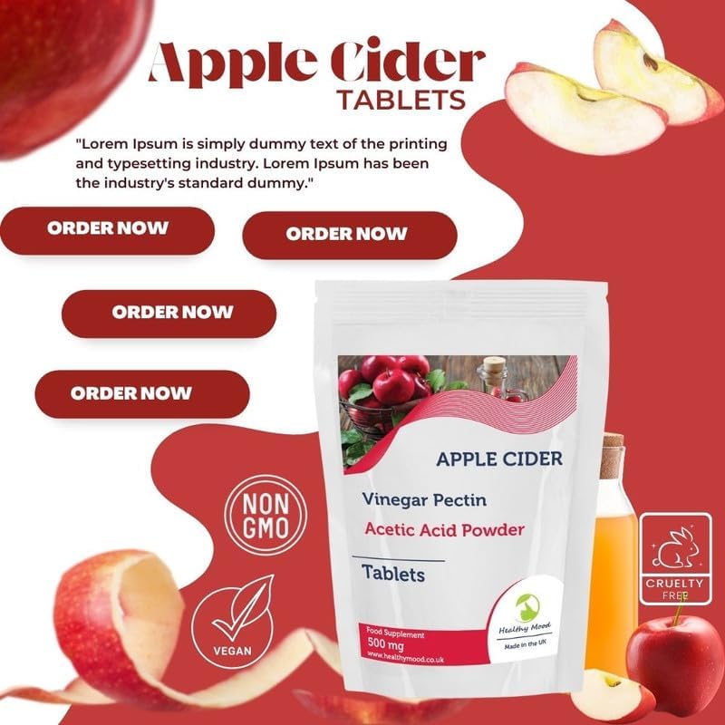 Apple Cider Vinegar Pectin 500mg Health Food Supplement Vitamins 60 Tablets Pills Nutrition Supplements HEALTHY MOOD - Naturhealth UK #