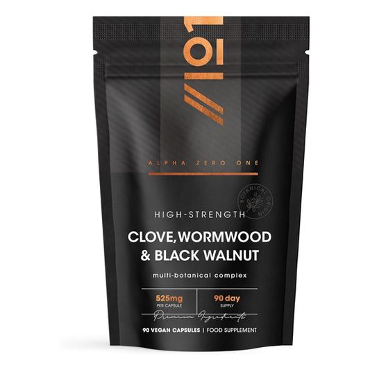 Clove, Wormwood & Green Black Walnut Hull 525mg – 90 Vegan Capsules – High Strength Multi-Botanical Complex Supplement – Resealable and Recyclable Pouch by Alpha01