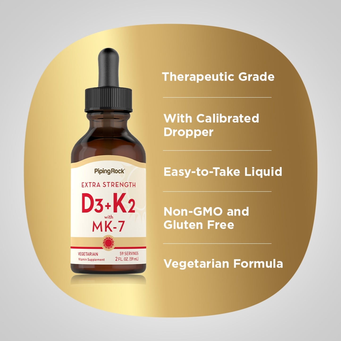Liquid Vitamin D3 & K-2, 2 fl oz (59 mL) Dropper Bottle