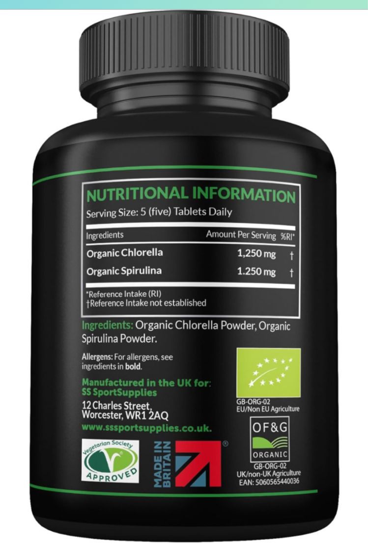 Organic Chlorella and Spirulina - 2500mg - 300 Tablets - Broken Cell Wall - Pure Formula Supplement with No Additives - Naturhealth UK #