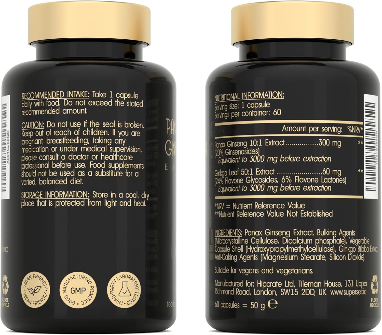 Panax Ginseng Capsules High Strength - 6000mg Korean Red Ginseng & Ginkgo Biloba for Natural Energy & Focus - Vegan & UK Made - 60 Tablets One-a-Day - Premium Ginseng Root Supplements for Men & Women - Naturhealth UK #