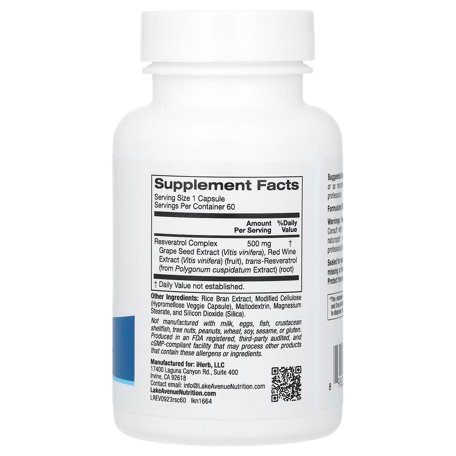 Resveratrol Complex, 500 mg, 60 Veggie Capsules - Naturhealth UK #