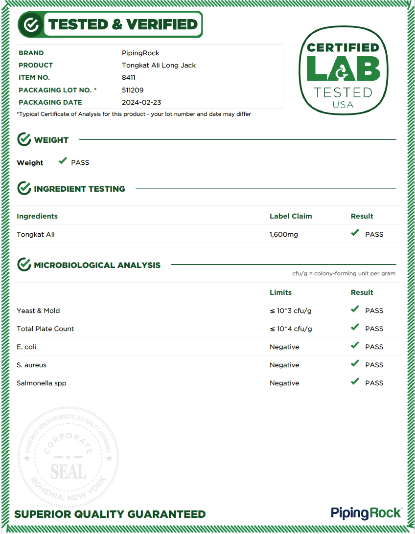 Tongkat Ali / Longjack Piping Rock UK - Naturhealth UK #